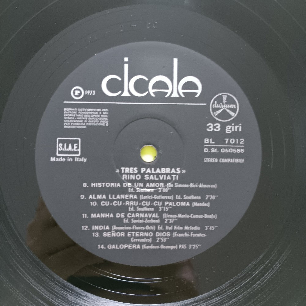 Rino Salviati AUTOGRAPHED - Tres Palabras ITALY - 1973 - BL 7012 - Used - VG++ - Vinyl