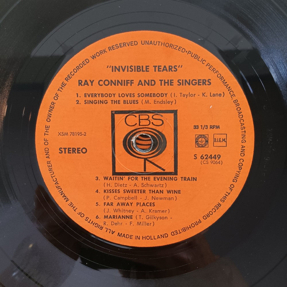 Ray Conniff & The Singers  - Invisible Tears HOLLAND - 1964 - S 62449 - Used - VG++ - Vinyl