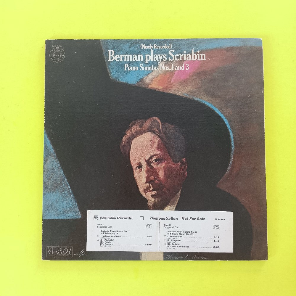 Lazar Bermanplays Scriabin - Piano Sonataa Nos 1 & 3 PROMO - 1978 - M 34565 - Used - VG++ - Vinyl