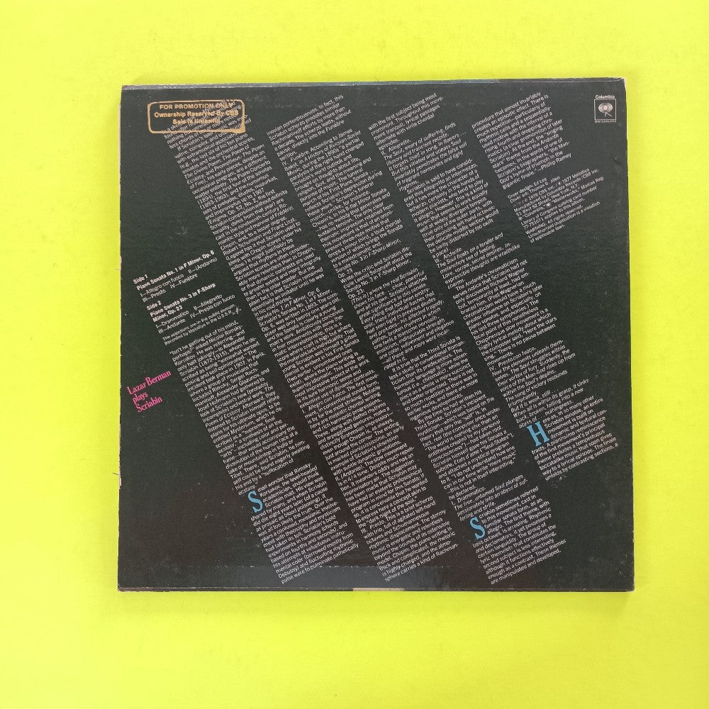 Lazar Bermanplays Scriabin - Piano Sonataa Nos 1 & 3 PROMO - 1978 - M 34565 - Used - VG++ - Vinyl