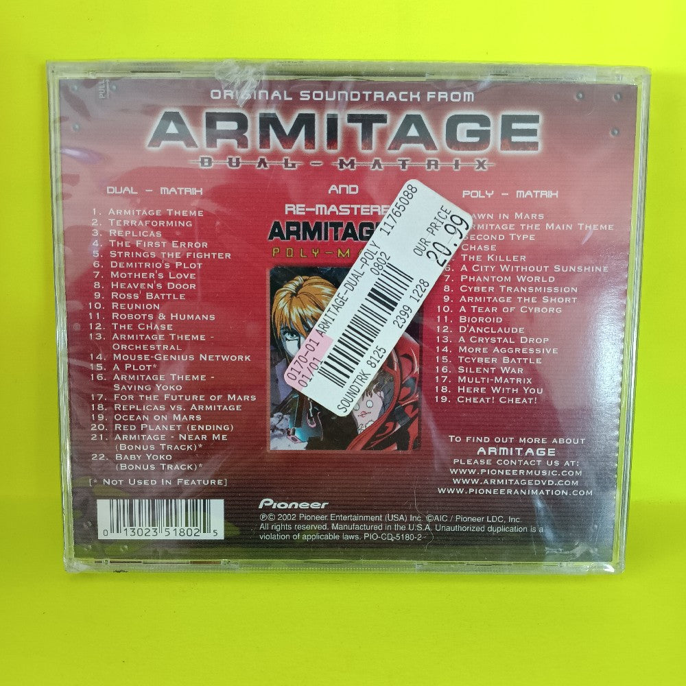 Julian Mack Hiroyuki Namba - Armitage Dual-Matrix / Poly-Matrix Soundtrack 2CD - 2002 - PIO-CD-5180-2 - New - Sealed - CDs