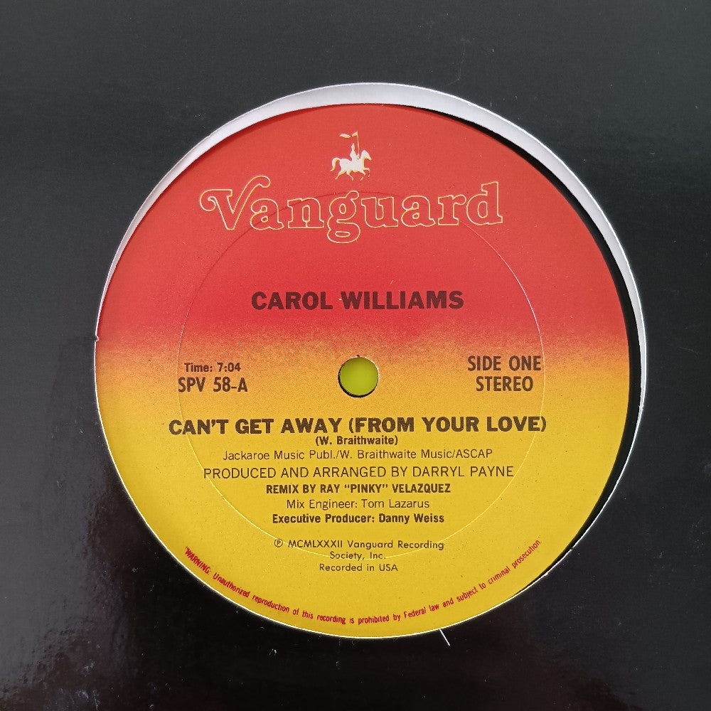 Carol Williams - Can't Get Away (From Your Love) 12" - 1982 - SPU 58 - Used - VG+ - Vinyl
