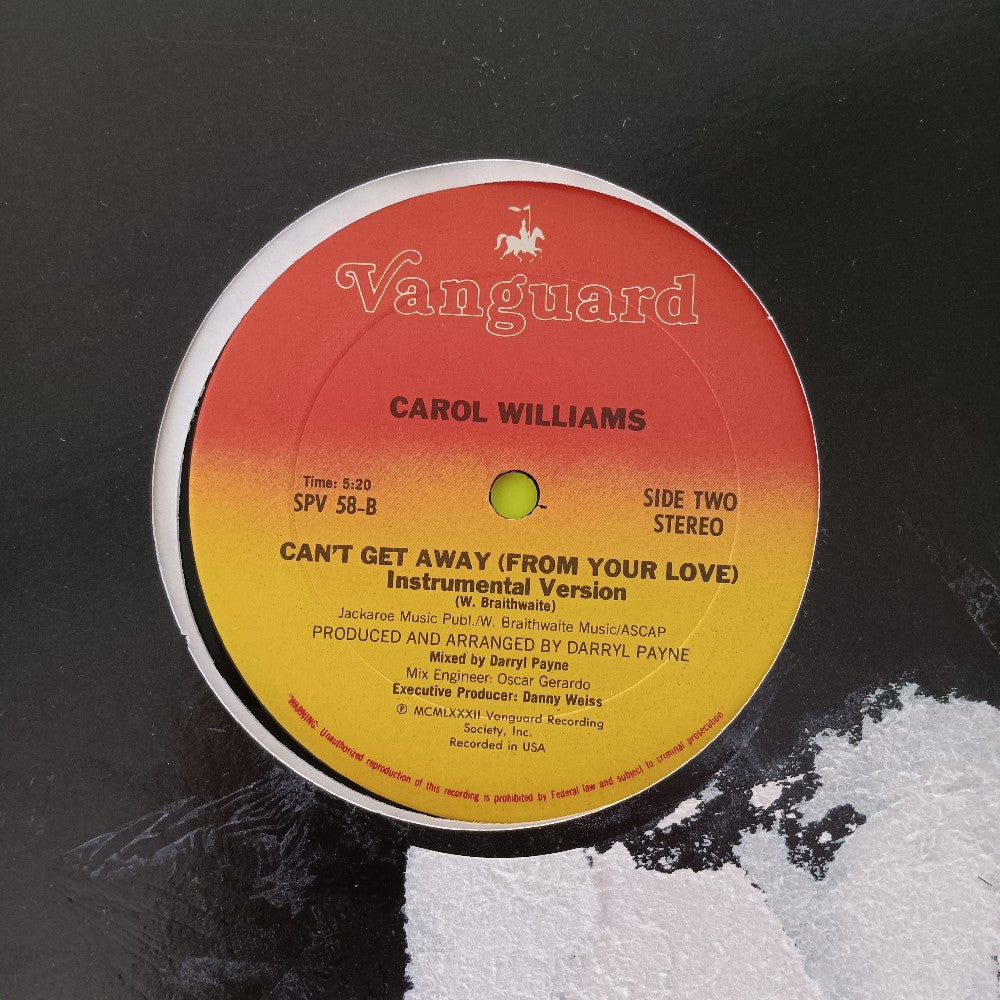 Carol Williams - Can't Get Away (From Your Love) 12" - 1982 - SPU 58 - Used - VG+ - Vinyl