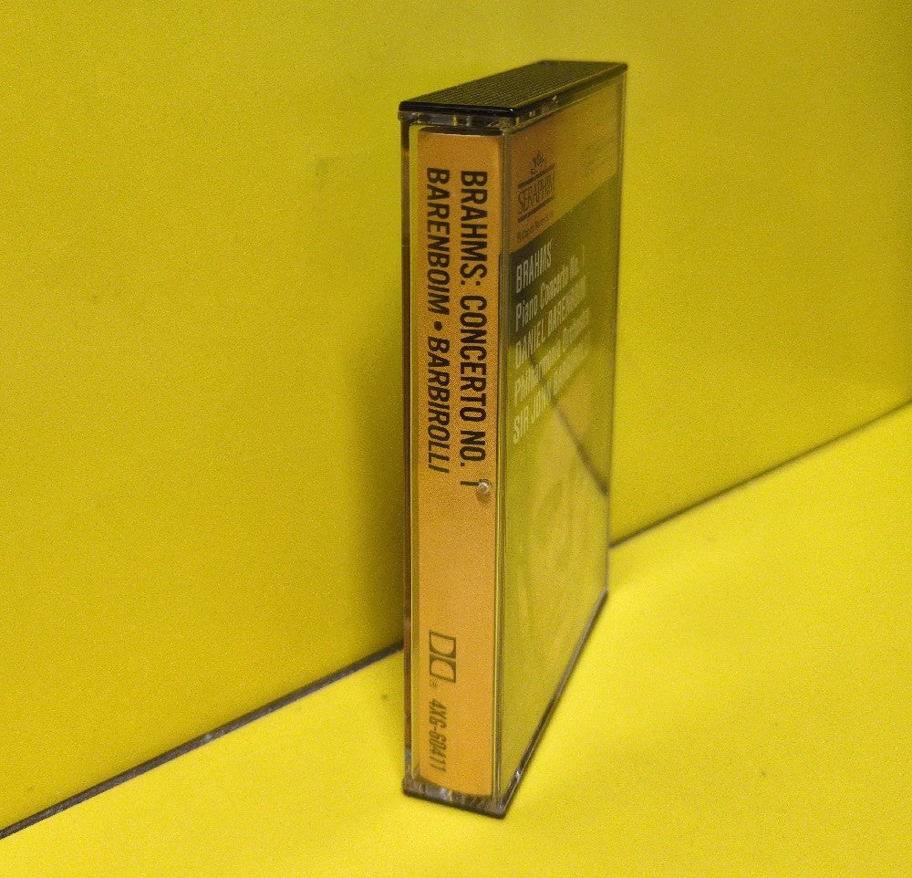 Brahms - Daniel Barenboim, Sir John Barbirolli, New Philharmonia Orchestra - Piano Concerto No. 1 In D Minor - 1985 - 4XG-60411 - Used - EX - Cassettes - Yellow Tape Shell