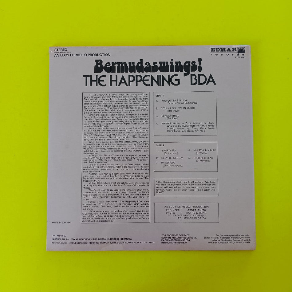 The Happenings BDA - Bermudaswings ! CANADA - ELPS 1141 - Used - Sealed - Vinyl