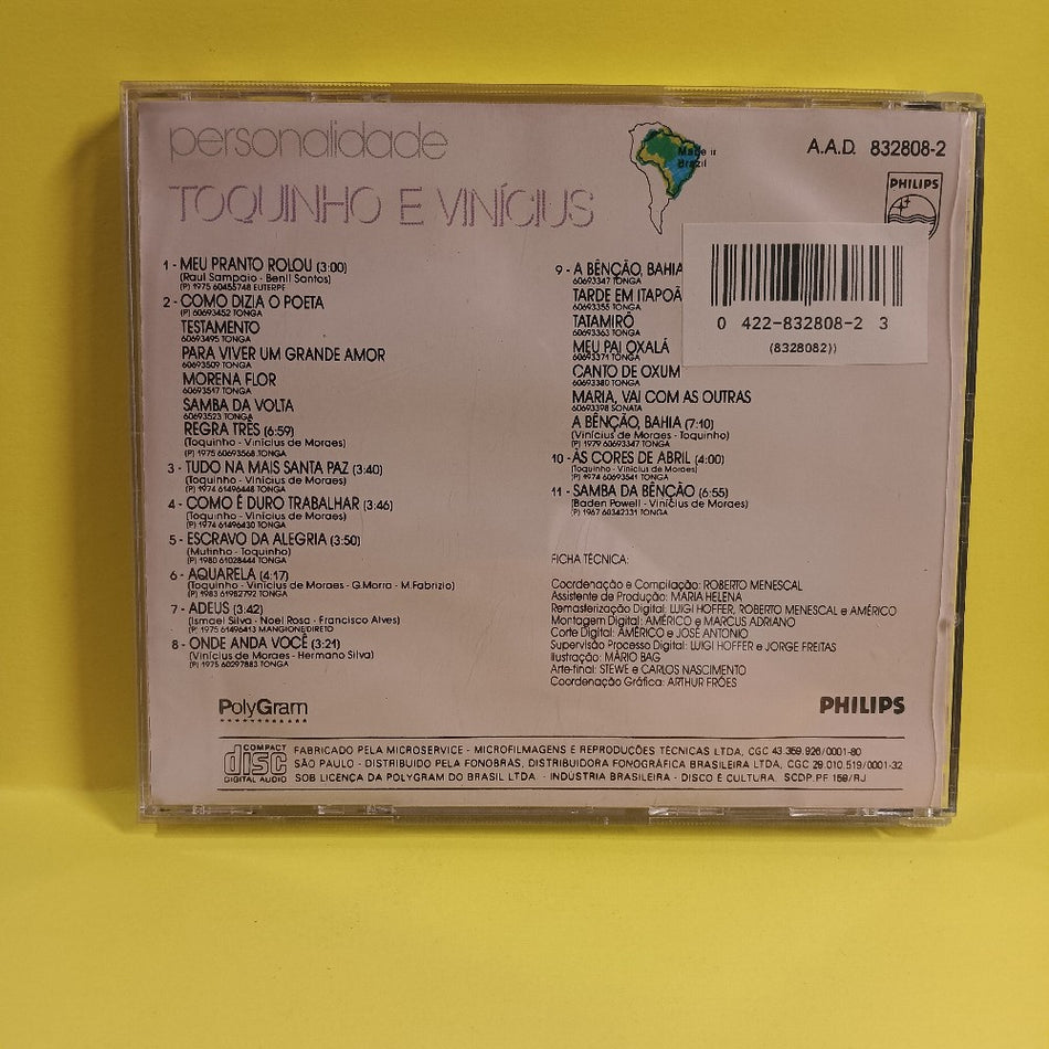 Toquinho & Vinicius - Personalidade BRAZIL - 1987 - 832 808-2 - Used - EX - CDs