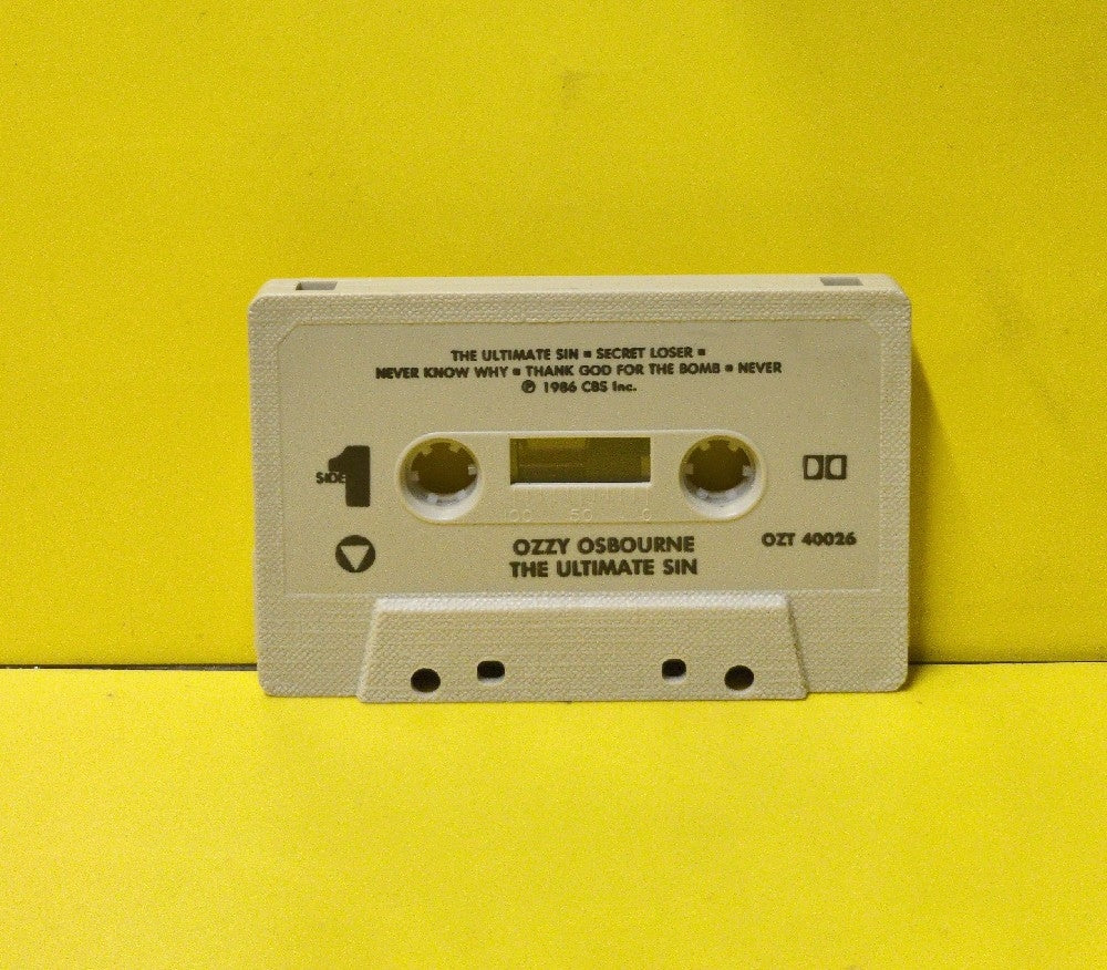 Ozzy Osbourne - The Ultimate Sin - 1986 - OZT 40026 - Used - EX - Cassettes - Black Back Case - Textured Beige Tape Shell
