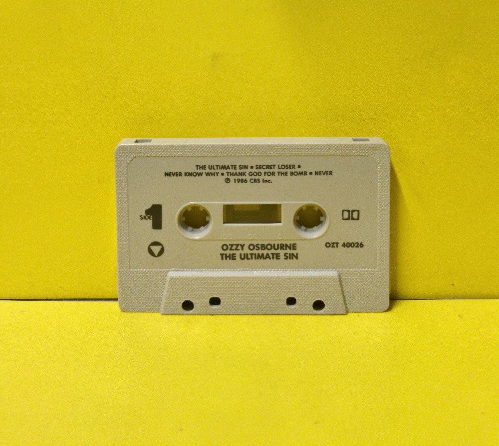 Ozzy Osbourne - The Ultimate Sin - 1986 - OZT 40026 - Used - EX - Cassettes - Clear Case - Textured Beige Tape Shell