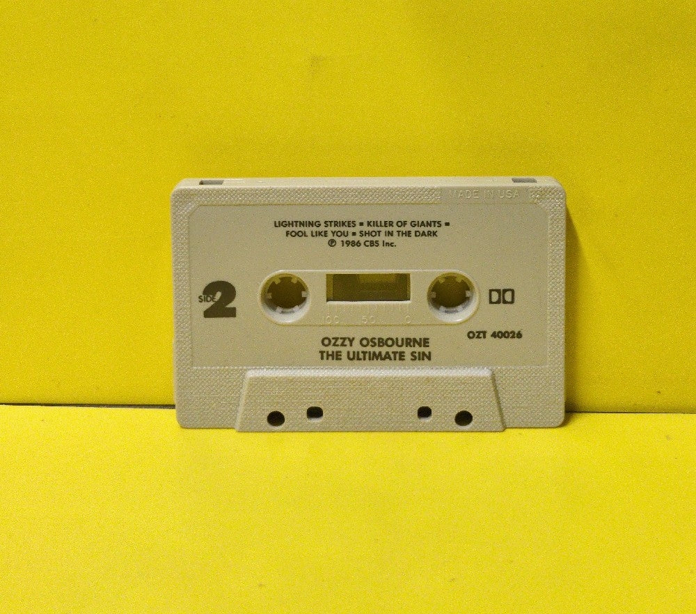 Ozzy Osbourne - The Ultimate Sin - 1986 - OZT 40026 - Used - EX - Cassettes - Clear Case - Textured Beige Tape Shell