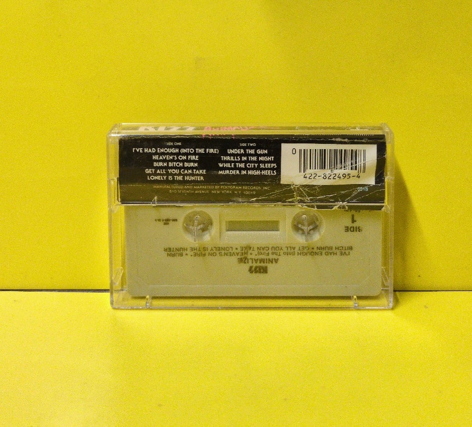 Kiss - Animalize - 1984 - 422 822 495-4 M-1 - Used - EX - Cassettes - Clear Case - Beige Tape Shell - "15"