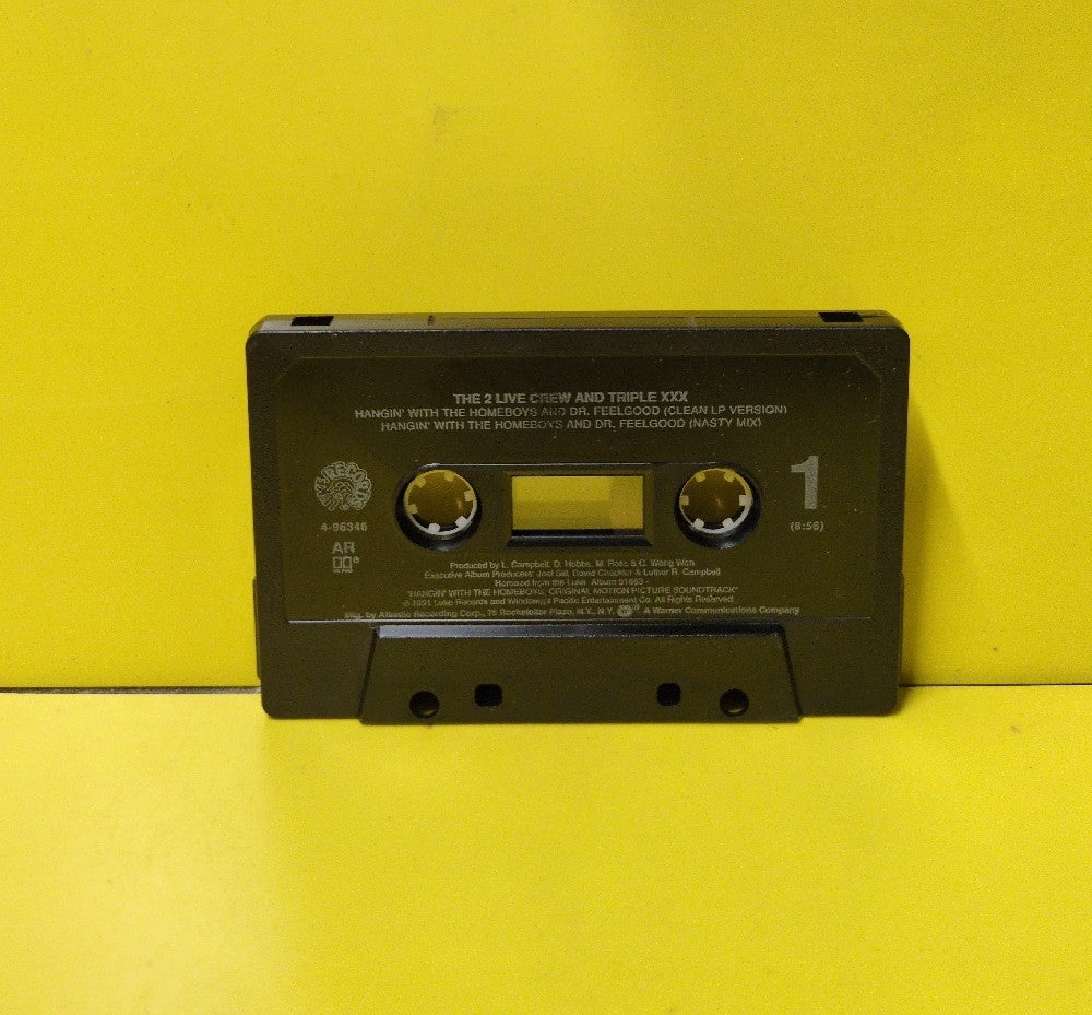The 2 Live Crew And Triple XXX - Hangin' With The Homeboys And Dr. Feelgood / Vacate The Premises - 1991 - 7 4-96346 - Used - EX - Cassettes - Cassette Single - Black Tape Shell