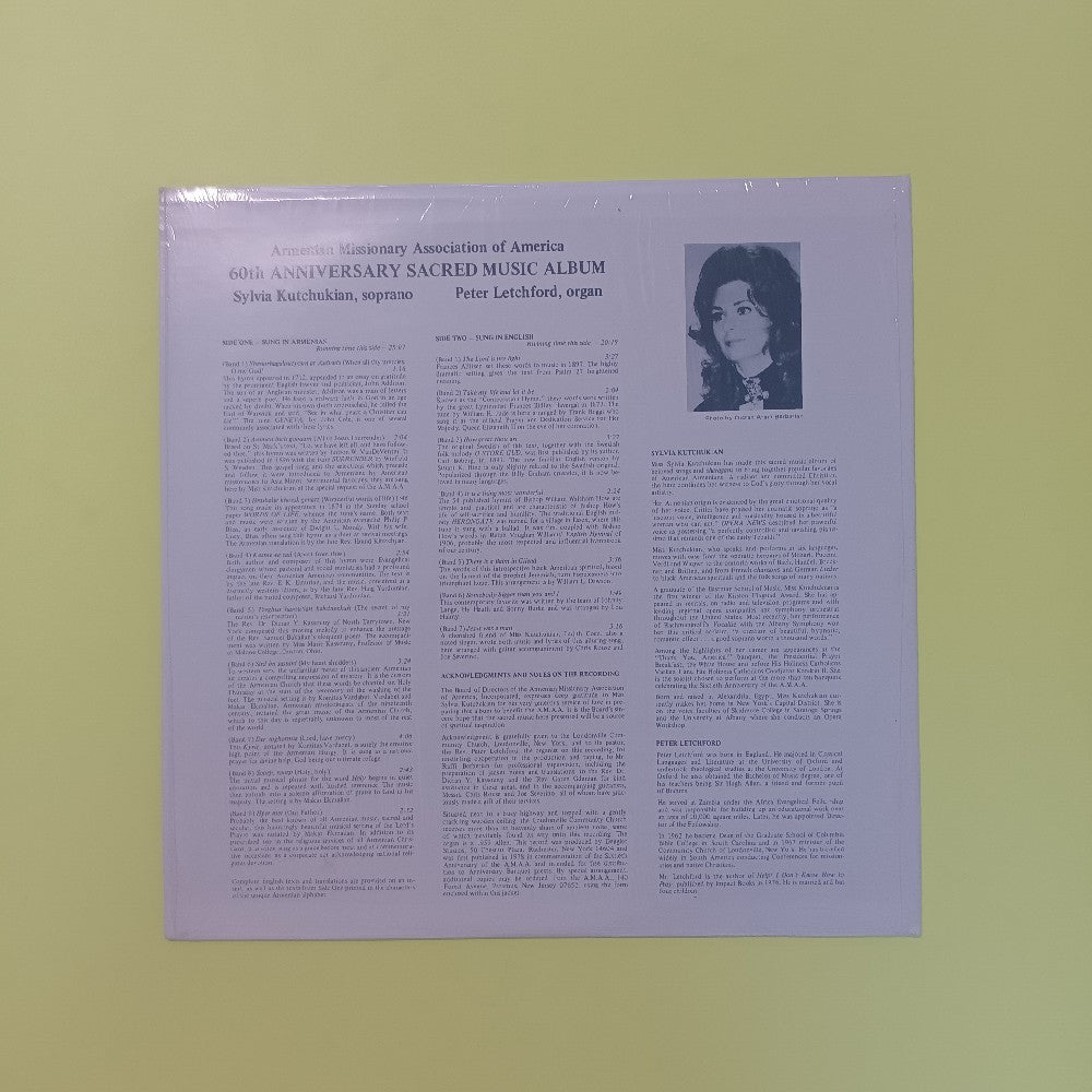 Sylvia Kutchukian Peter Letchford - Armenian 60th Anniversary Sacred Music Album - 1978 - DS003 - Used - VG++ - Vinyl