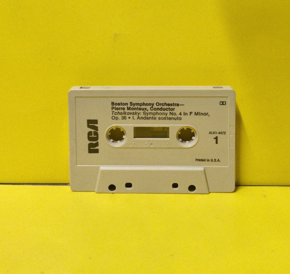 Tchaikovsky, Boston Symphony Orchestra, Pierre Monteux - Symphony No. 4 In F Minor - 1982 - ALK1-4472 - Used - EX - Cassettes - Beige Tape Shell