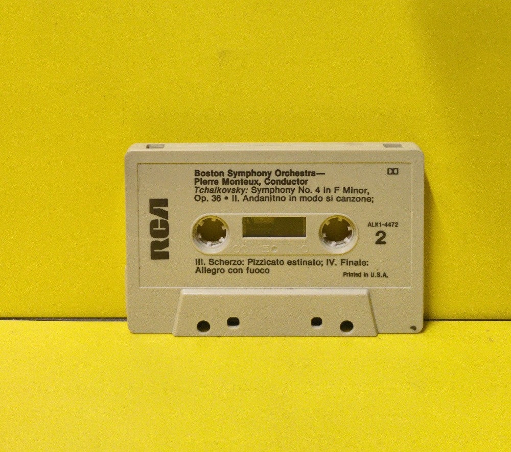 Tchaikovsky, Boston Symphony Orchestra, Pierre Monteux - Symphony No. 4 In F Minor - 1982 - ALK1-4472 - Used - EX - Cassettes - Beige Tape Shell