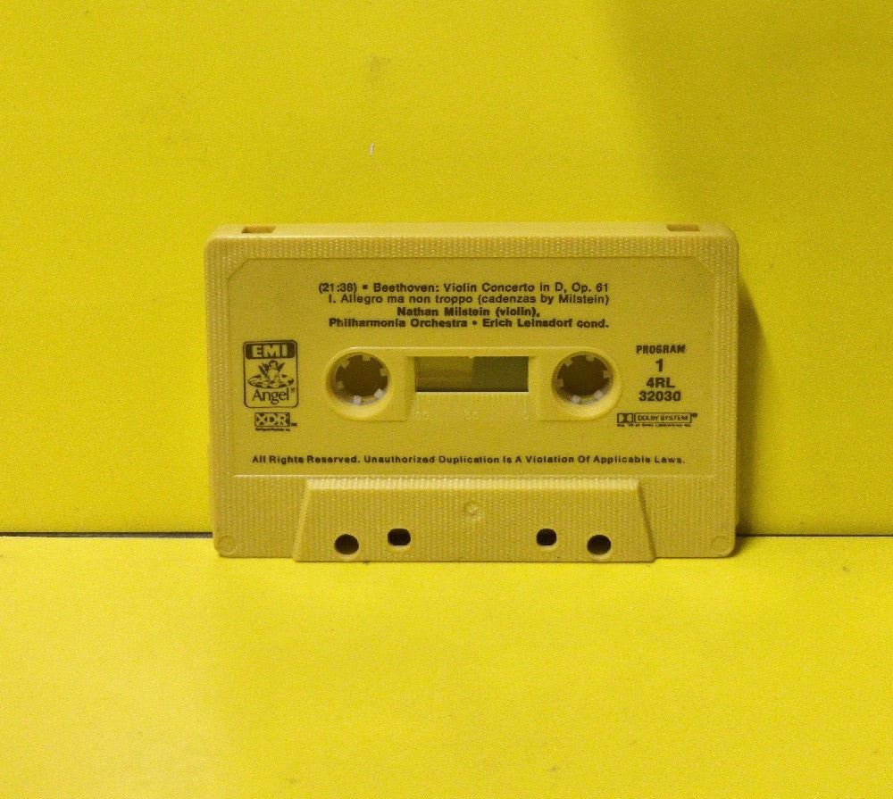 Beethoven, Nathan Milstein, Philharmonia Orchestra, Erich Leinsdorf - Violin Concerto In D - 1981 - 4RL-32030 - Used - EX - Cassettes - Reissue - Yellow Tape Shell