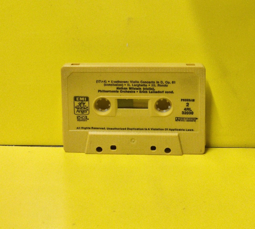 Beethoven, Nathan Milstein, Philharmonia Orchestra, Erich Leinsdorf - Violin Concerto In D - 1981 - 4RL-32030 - Used - EX - Cassettes - Reissue - Yellow Tape Shell