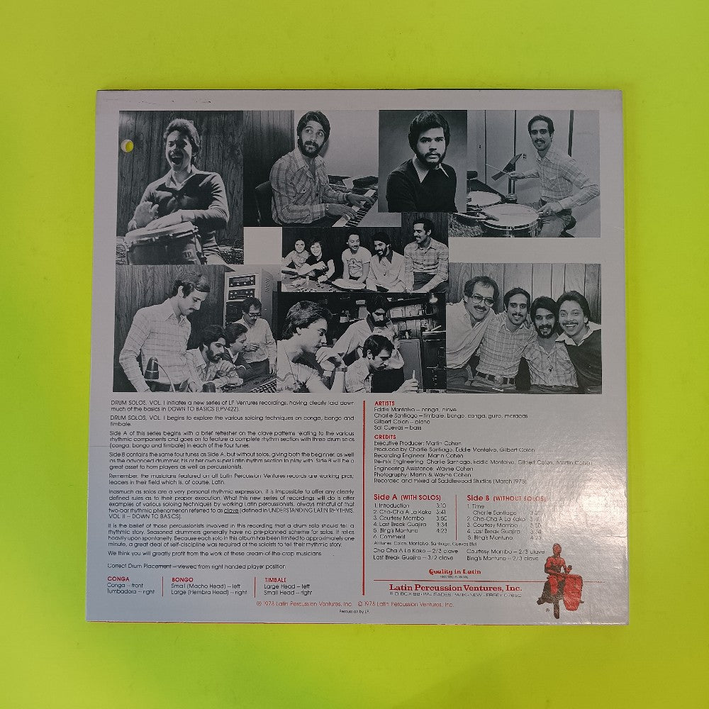 Eddie Montalvo & Charlie Santiago - Drum Solos Vol 1 - 1978 - LPV 445 - Used - EX - Vinyl