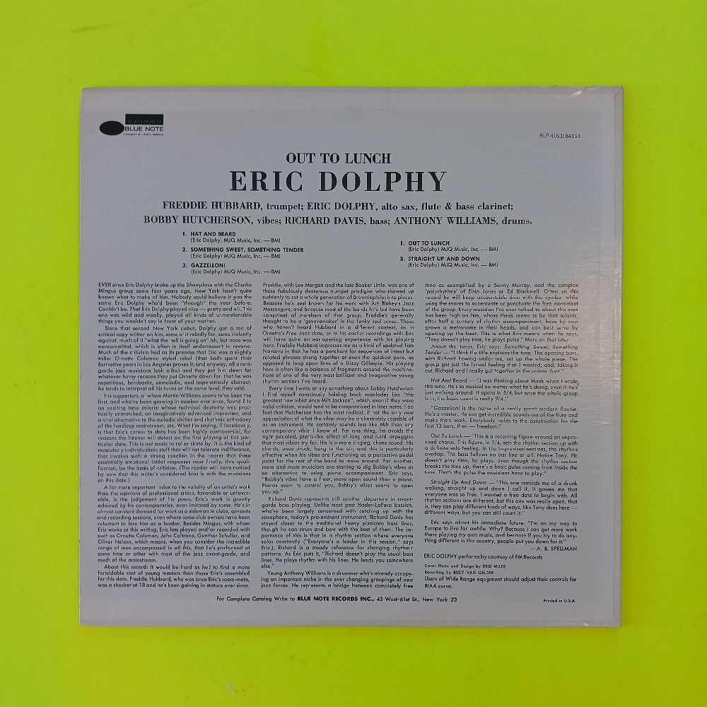 Eric Dolphy - Out To Lunch WHITE B VAN GELDER - 1977 - BST 84163 - Used - VG++ - Vinyl
