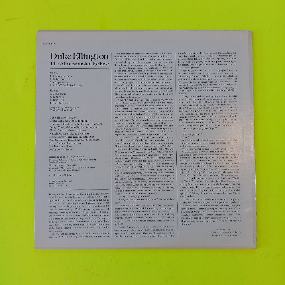 Duke Ellington - The Afro-Eurasian Eclipse  - 1975 - F-9498 - Used - VG++ - Vinyl