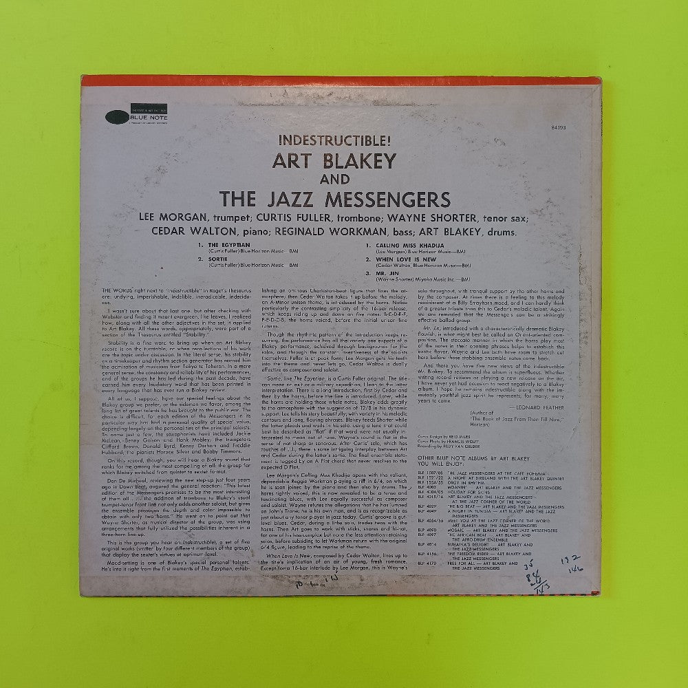 Art Blakey & The Jazz Messengers - Indestructible RVG LIBERTY - 1968 - BST 84193 - Used - VG++ - Vinyl