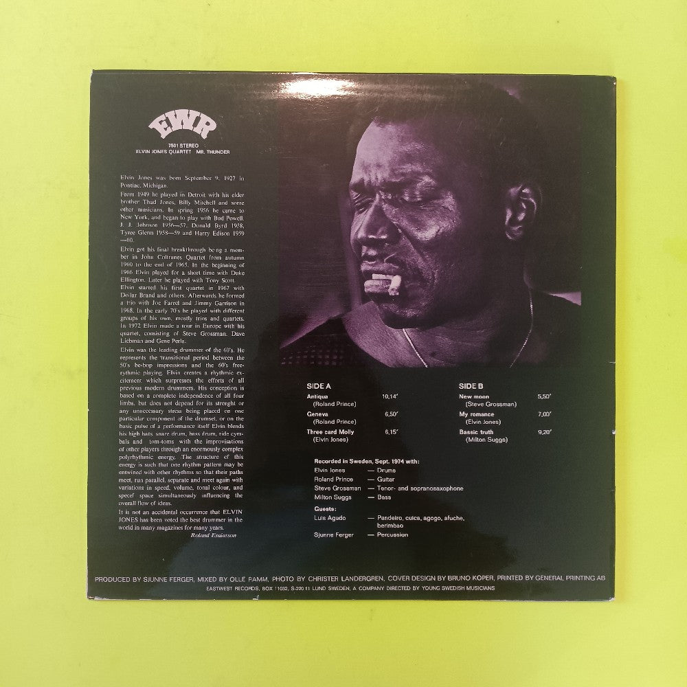 Elvis Jones Quartet - Mr. Thunder SWEDEN - 1974 - EWR 7501 - Used - VG++ - Vinyl