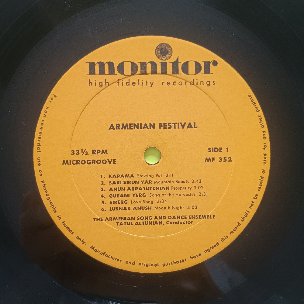 Armenian Song & Dance Ensemble - Armenian Festival - 1961 - MF 352 - Used - VG+ - Vinyl
