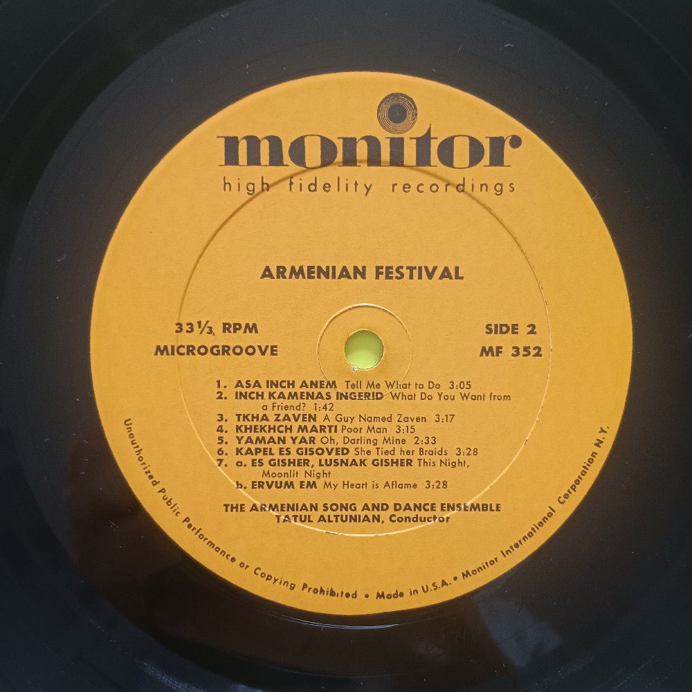 Armenian Song & Dance Ensemble - Armenian Festival - 1961 - MF 352 - Used - VG+ - Vinyl
