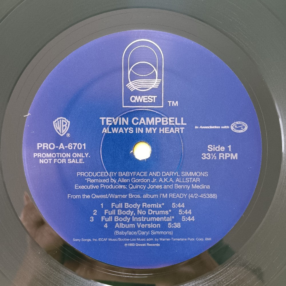 Kevin Campbell - Always In My Head 12" PROMO - 1994 - PRO-A-6701 - Used - NM - Vinyl