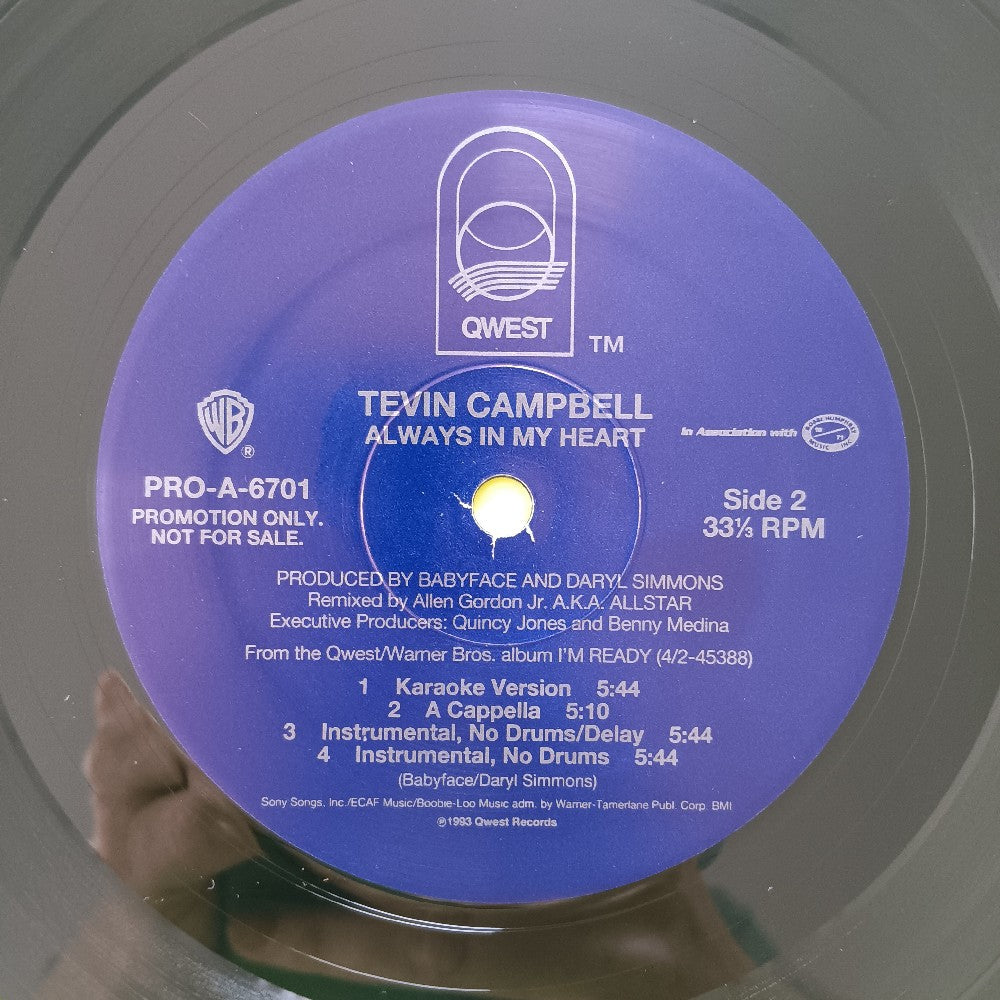 Kevin Campbell - Always In My Head 12" PROMO - 1994 - PRO-A-6701 - Used - NM - Vinyl