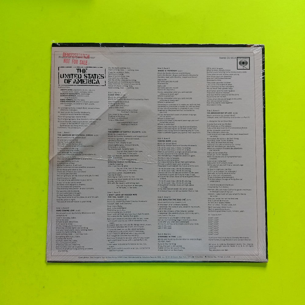 The United States Of America - Self Titled PROMO - 1968 - CS 9614 - New - Sealed - Vinyl