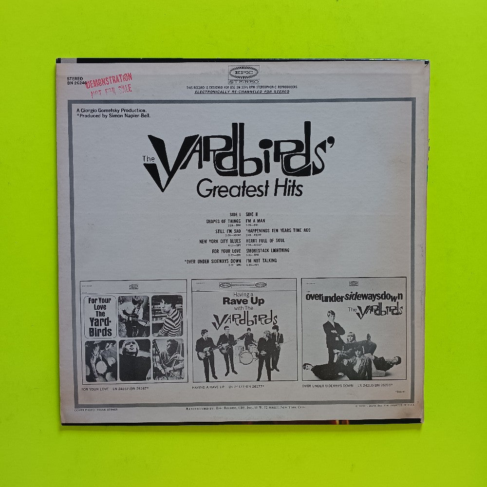 The Yardbirds - Greatest Hits PROMO - 1967 - BN 26246 - Used - VG++ - Vinyl