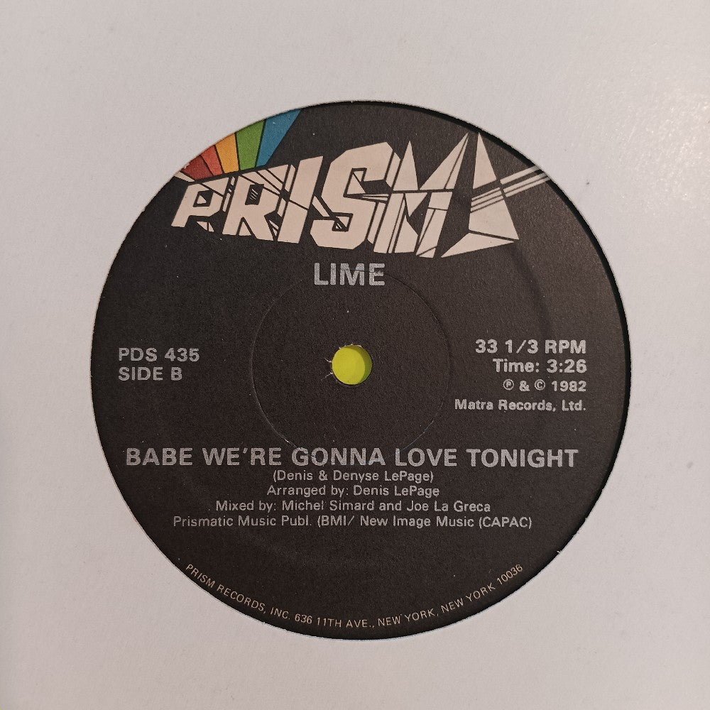 Lime - Babe Were Gonna Love Tonight 12" - 1982 - PDS 435 - Used - VG+ - Vinyl