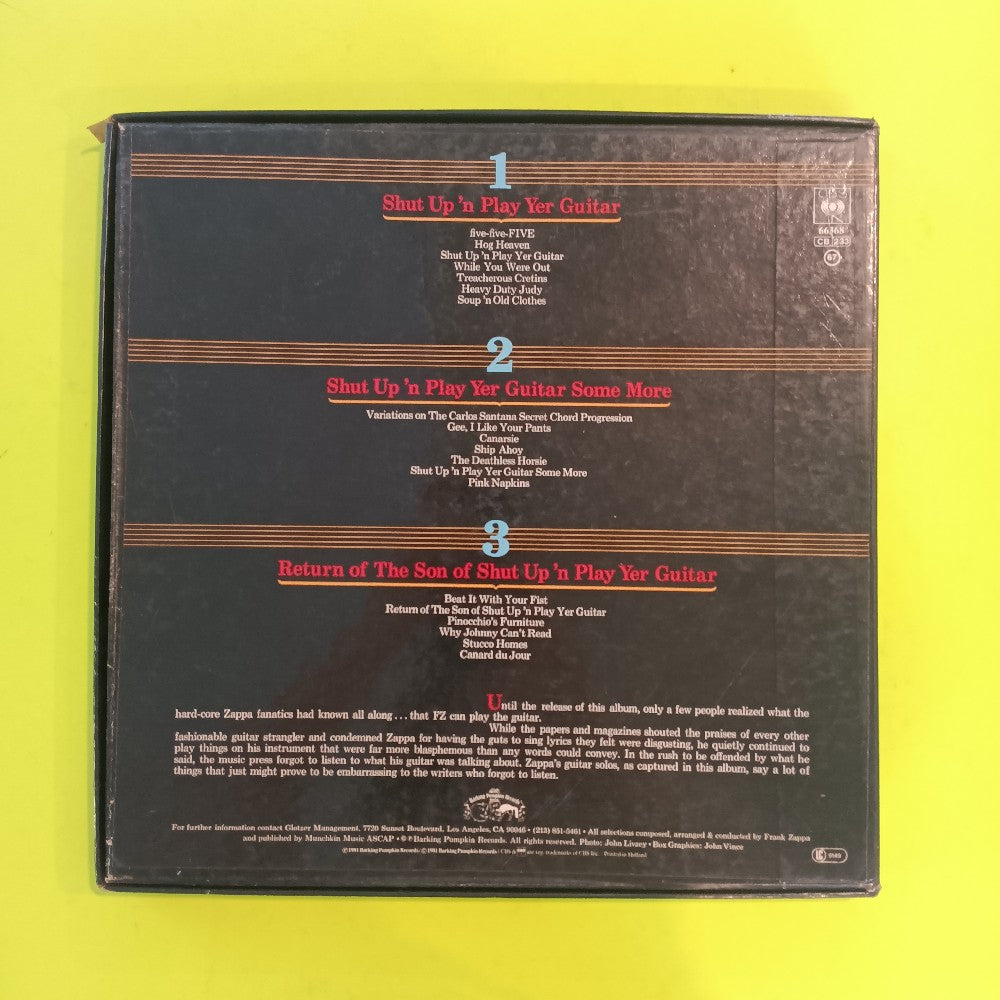 Frank Zappa - Shut Up N Play Yer Guitar HOLLAND 3LP BOX - 1981 - CBS 66368 - Used - VG+ - Vinyl