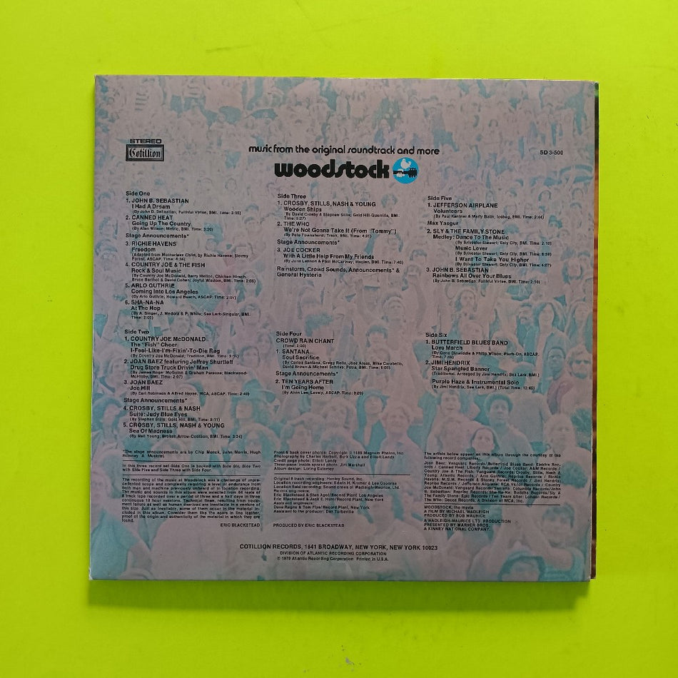 Various - Woodstock Original Soundtrack 3LP Auto-Coupled - 1970 - SD 3-500 - Used - EX - Vinyl