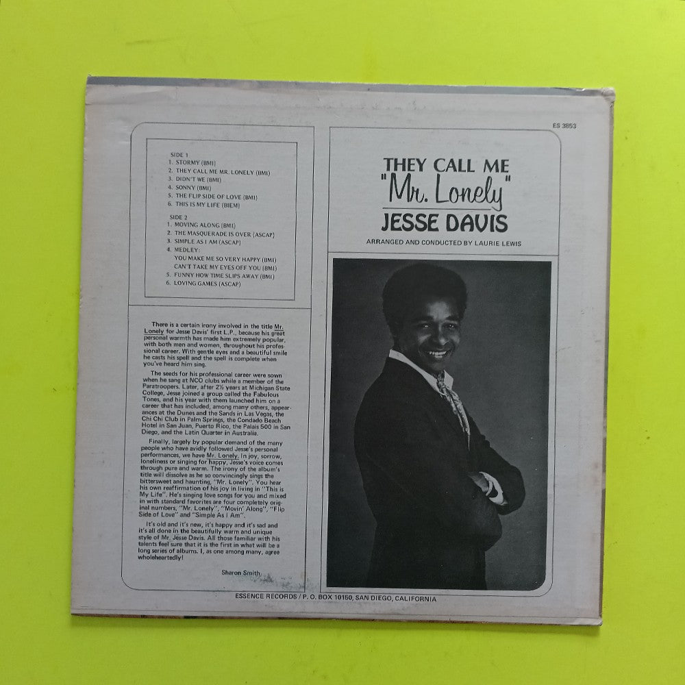 Jesse Davis - They Call Me "Mr. Lonely" SIGNED - ES 3853 - Used - VG++ - Vinyl