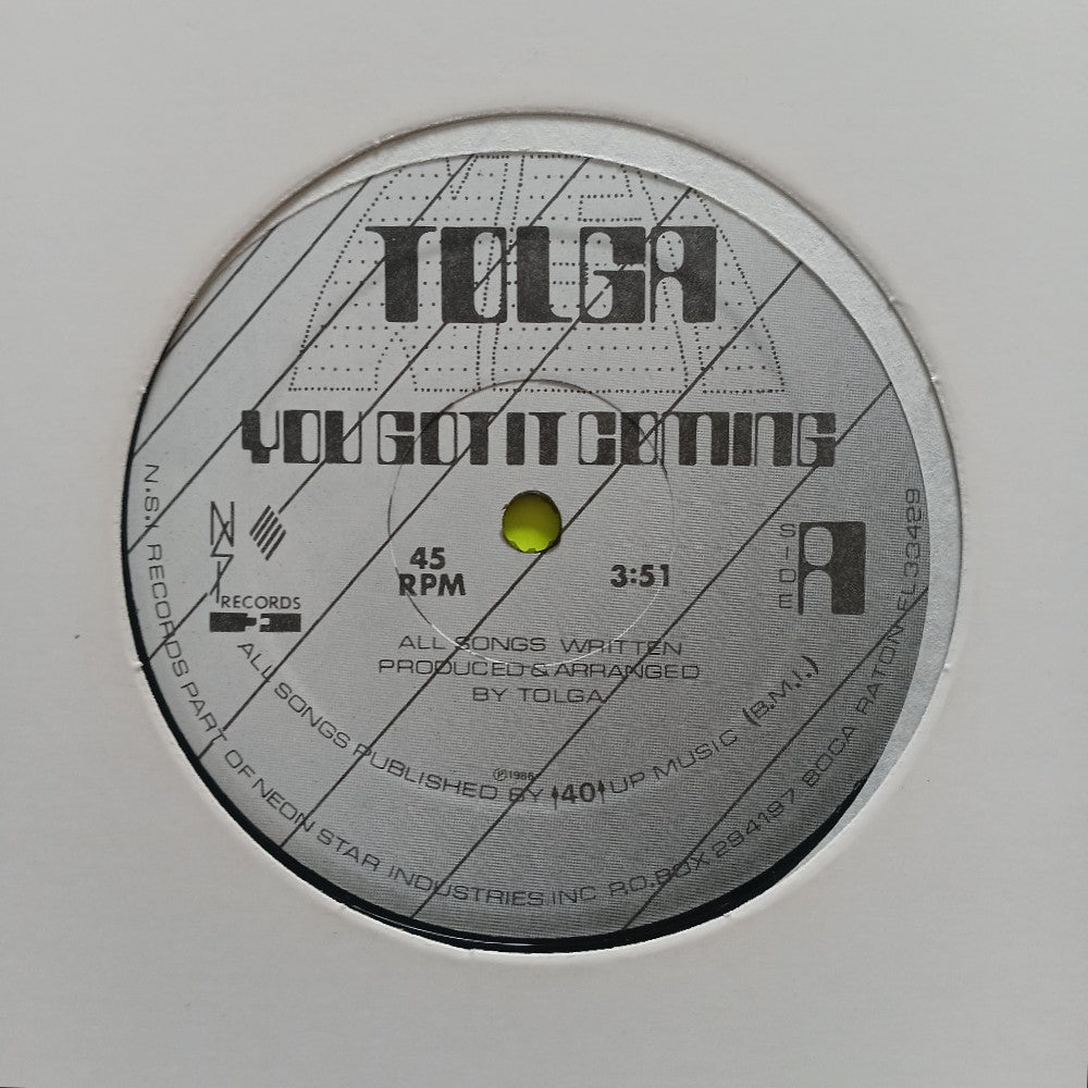 Tolga - You Got It Coming 12" - 1986 - Used - EX - Vinyl