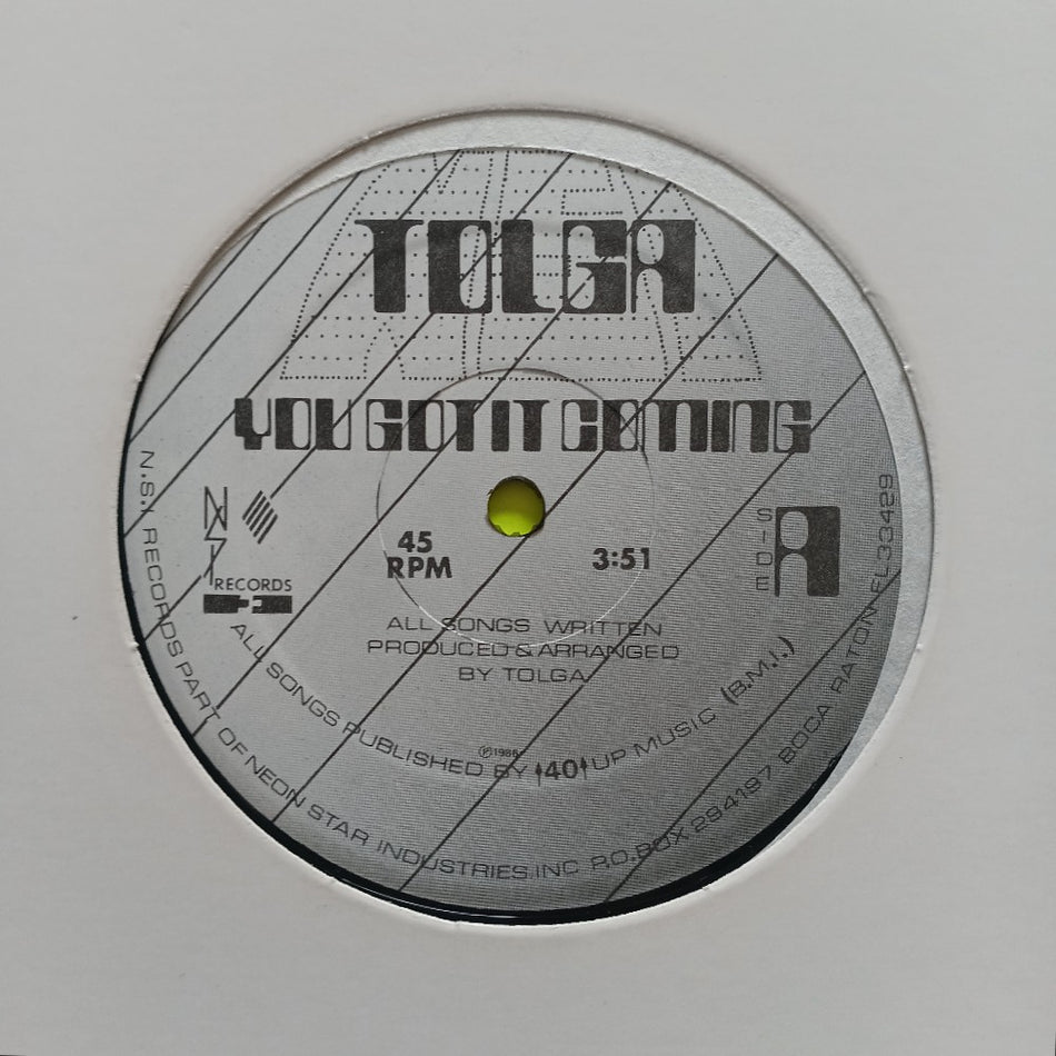 Tolga - You Got It Coming 12" - 1986 - Used - EX - Vinyl