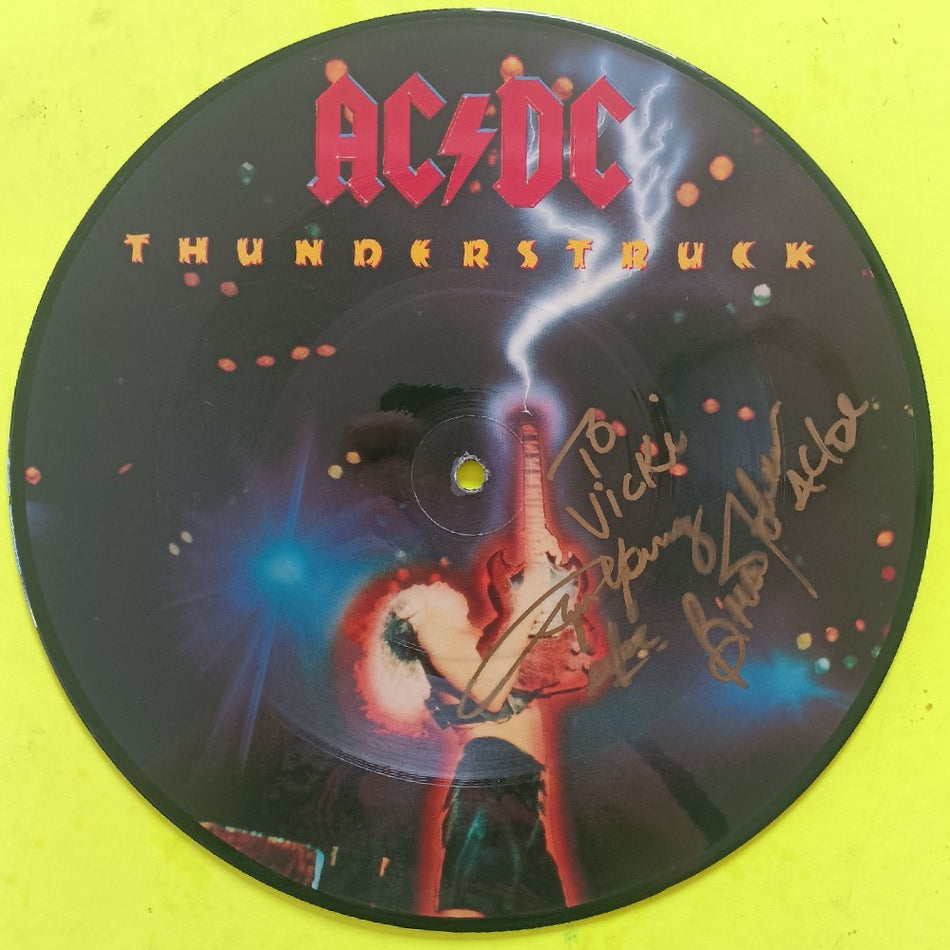 AC/DC - Thunderstruck SIGNED 7" ANGUS & BRIAN JOHNSON - 1990 - B8907P - Used - Used - Vinyl