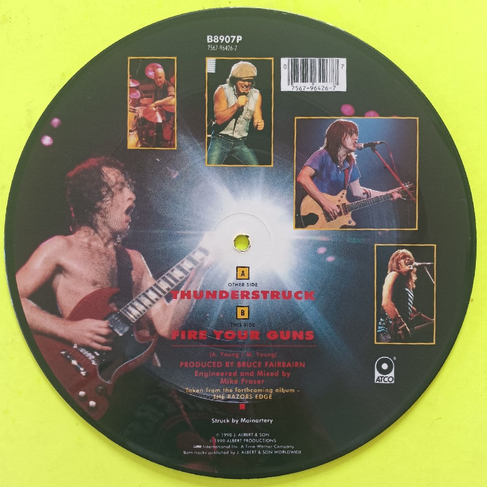 AC/DC - Thunderstruck SIGNED 7" ANGUS & BRIAN JOHNSON - 1990 - B8907P - Used - Used - Vinyl