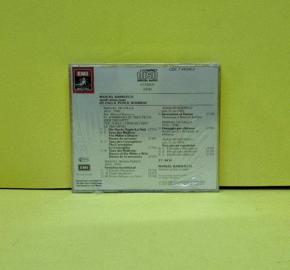 Manuel Barrueco - Spielt/Plays/Joue De Falla Ponce Rodrigo - CDC 7 49228 2 - New - Sealed - CDs