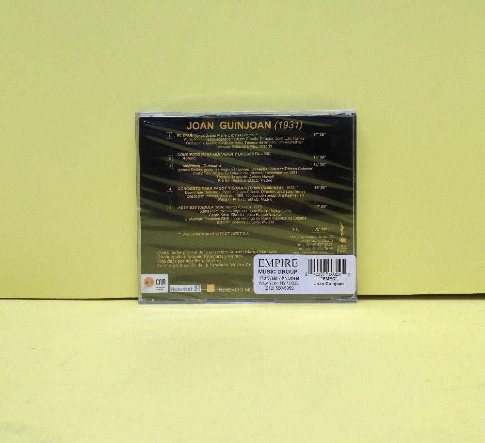 Joan Guinjoan - El Diari / Concierto Para Guitarra Y Orquesta / Concierto Para Fagot y Conjunto Instrumental / Acta Est Fabula - 2000 - E-035 - New - Sealed - CDs - Spain Import