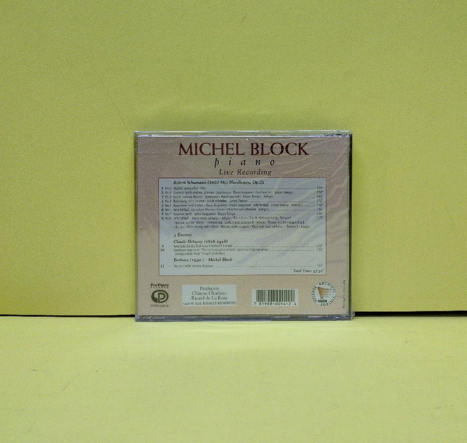 Michel Block, Robert Schumann - Schumann: Novelletten Op. 21, 3 Encores - 1996 - PPR224514 - New - Sealed - CDs