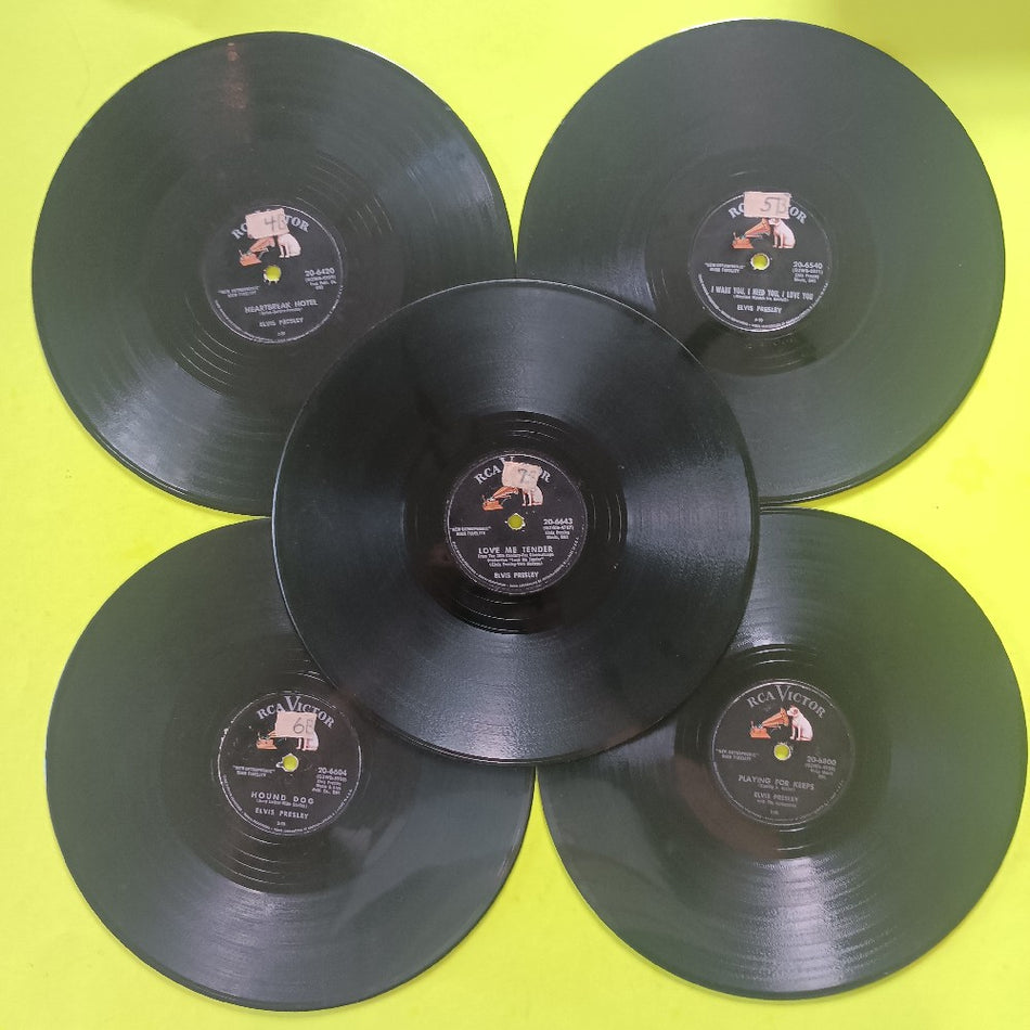 Elvis Presley  - Lot Of 5x 78 RPMs Hound Dog Heartbreak Hotel Love Me Tender - 1956 - Used - Used - Vinyl