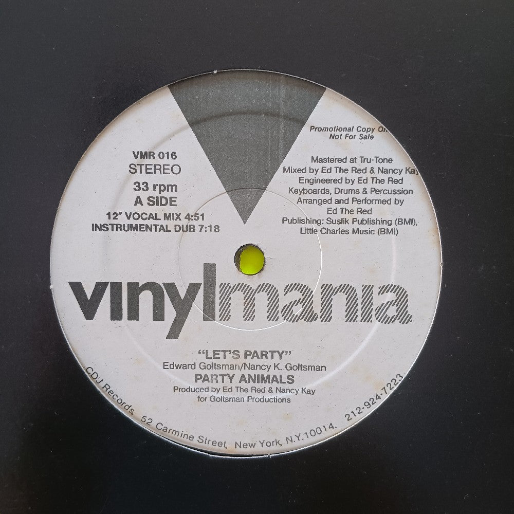 Party Animals - Let's Party 12" - 1988 - BMR 016 - Used - VG++ - Vinyl