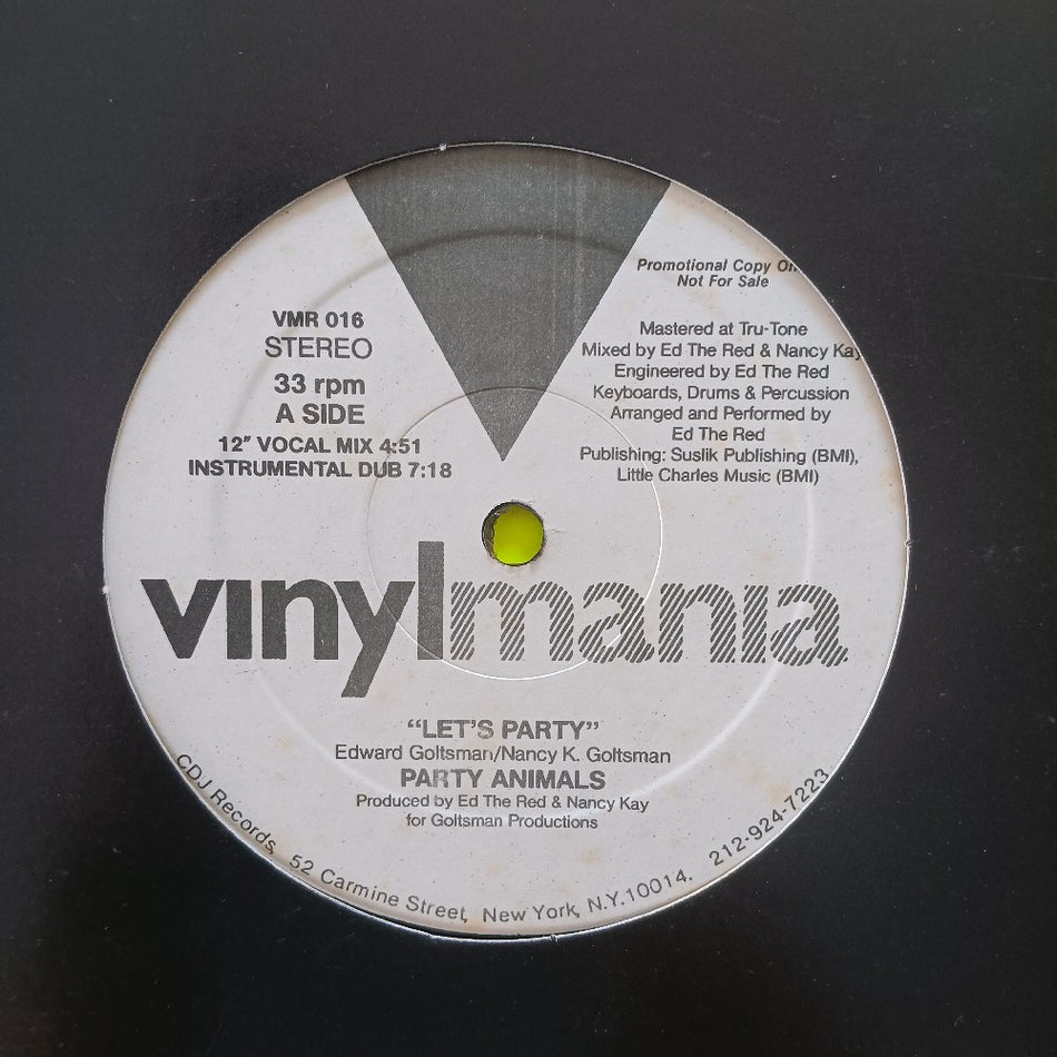 Party Animals - Let's Party 12" - 1988 - BMR 016 - Used - VG++ - Vinyl