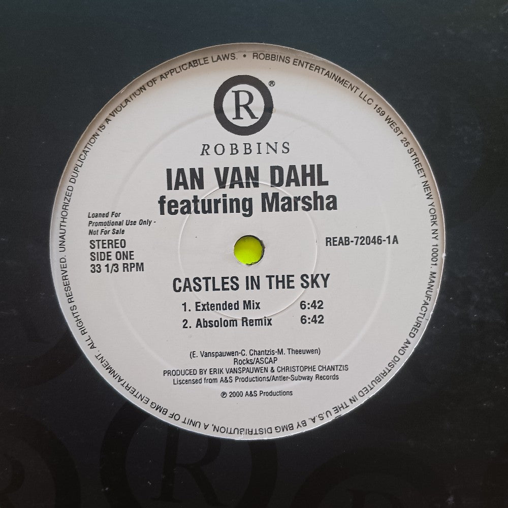 Ian Van Dahl Ft Marsha - Castles In The Sky 12" PROMO - 2000 - REAB-72046-1 - Used - VG+ - Vinyl