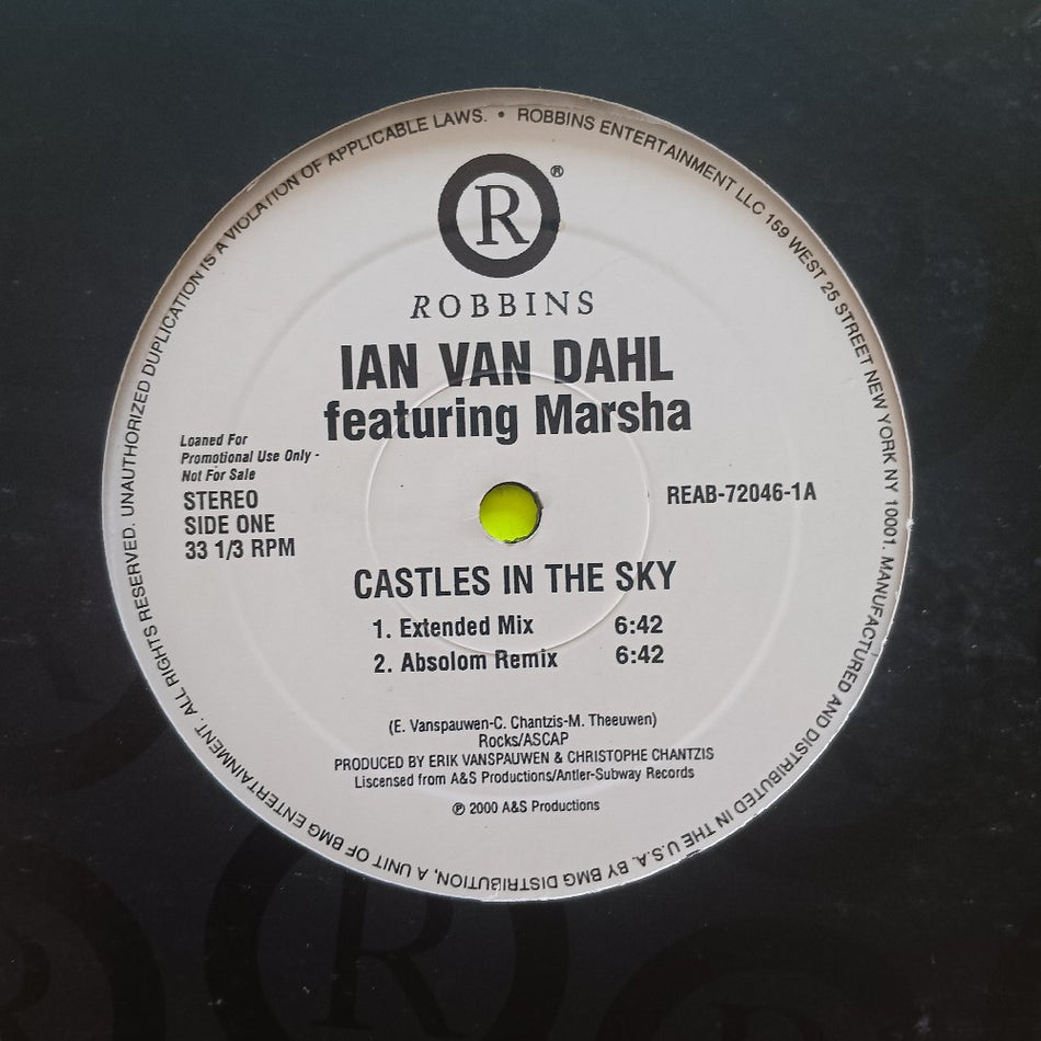 Ian Van Dahl Ft Marsha - Castles In The Sky 12" PROMO - 2000 - REAB-72046-1 - Used - VG+ - Vinyl