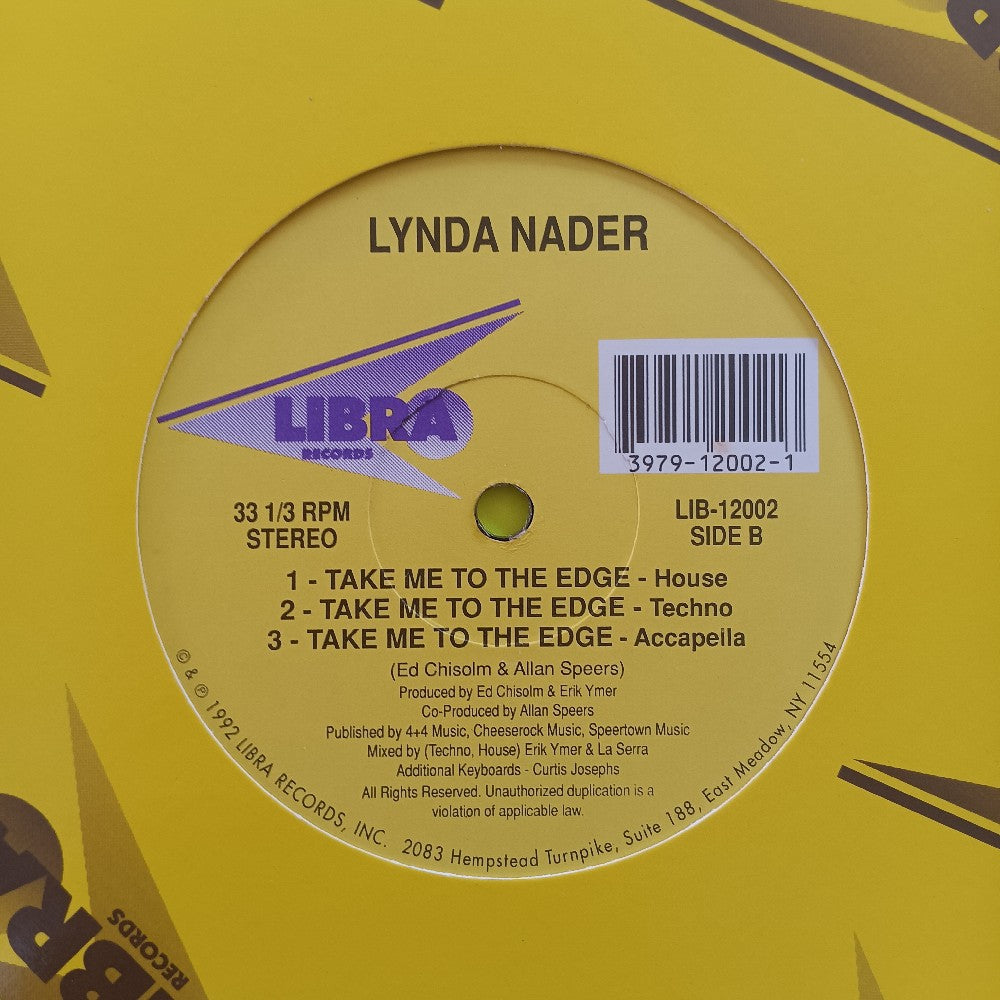 Lynda Nader - Take Me To The Edge 12"  - 1992 - LIB-12002 - Used - VG+ - Vinyl