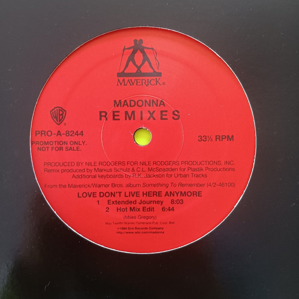 Madonna - Love Don't Live Here Anymore Remixes 12" PROMO - 1996 - PRO-A-8243 - Used - VG++ - Vinyl