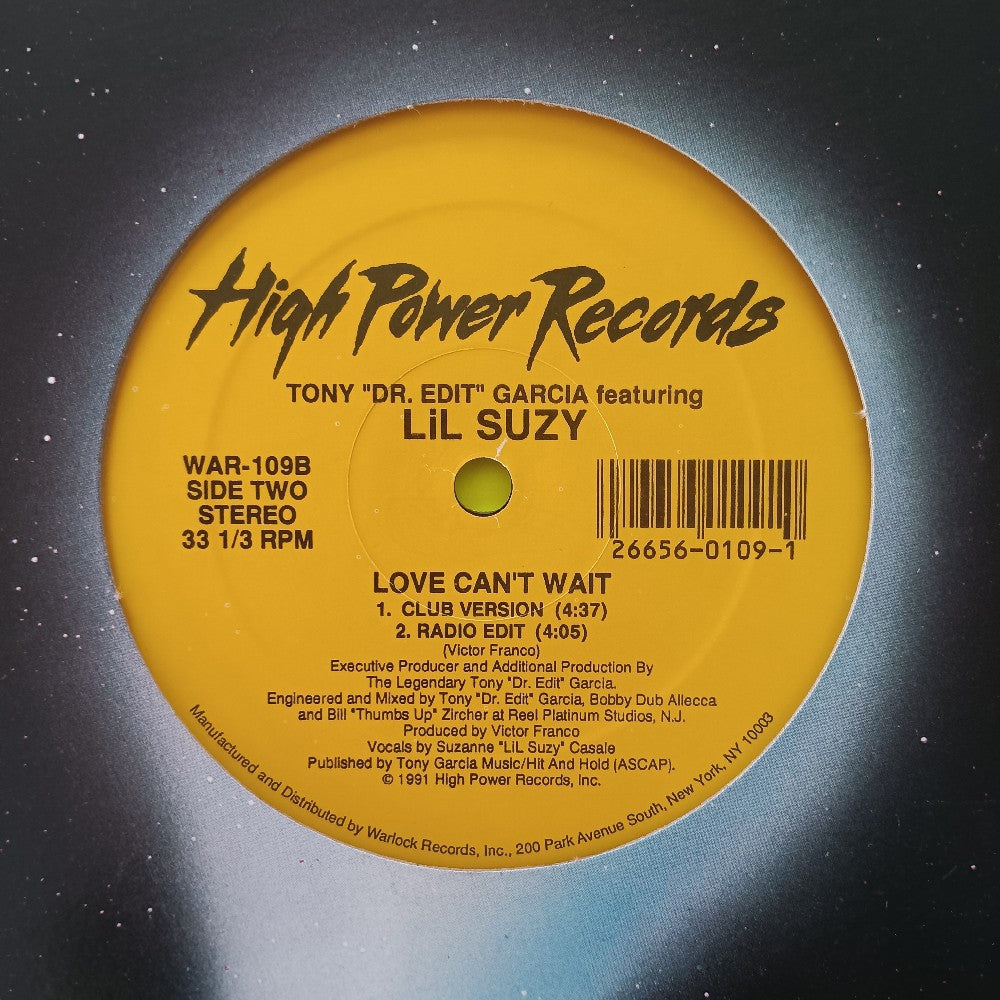 Tony Dr. Edit Garcia & Lil Suzy - Take Me In Your Arms 12" - 1991 - WAR-109 - Used - VG++ - Vinyl
